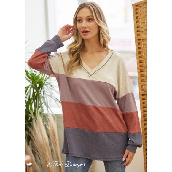 ❤️LAST 1! SALE! V Neck Lavender/Rust Thermal Super Soft Pullover! - Picture 5 of 8